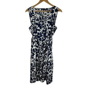 Talbots women’s Poplin Fit & Flare 100% cotton button down shirt Floral Dress 10